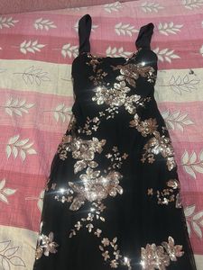 Stunning Sequin Floral Black Dress