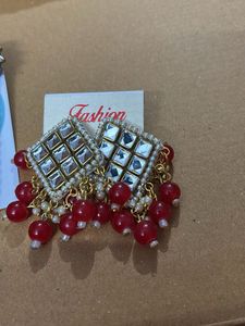 Red Beaded Dangle Earrings combo