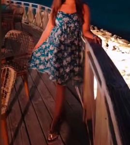 Blue White floral Dress (Padded)