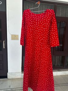 Red Bandhani Print Kurta length 44 inches