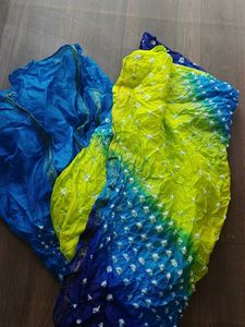 Vibrant Blue &amp; Green Bandhani Dupatta