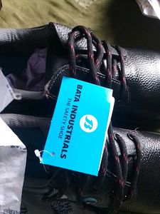 safty shoes for Men's Black Leather Lace-Up