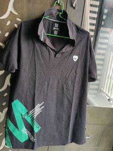 Men's Black Graphic Polo Shirt