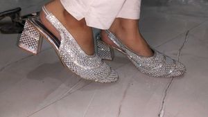 Sparkling Embellished Slingback Heels
