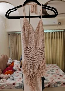 Boho Crochet Halter Top with Fringe