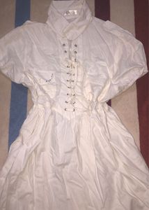 White Lace-Up babydoll Dress