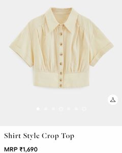 Urbanic Cream Shirt Style Crop Top
