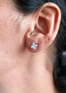 AD diamond Square cut Stud Earrings stone