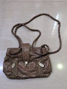 Stylish Brown Textured Handbag