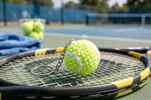 Crocheted Tennis Ball Keychain