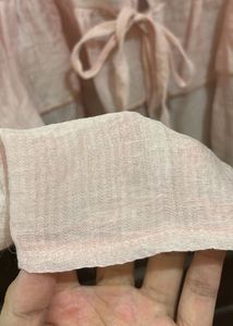 Chic Pink Ruffled Tie-Up Top