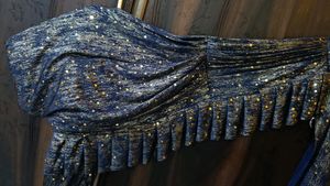 Saree Shimmer Blue &amp; Golden Sequence, Flayers Desi