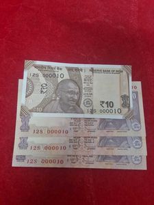 Set of 4 same number Rare  10 Rupee Notes