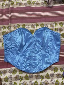 Stunning Blue Satin Corset Top