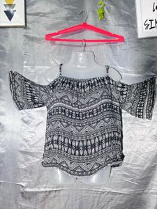 Off-Shoulder Printed Blouse