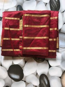Elegant Maroon Saree with Gold Border