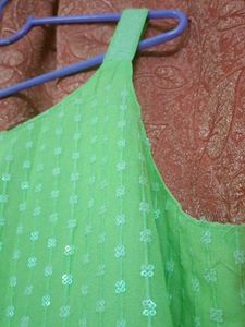 Sparkling Lime Green Kurta  sleeve attach
