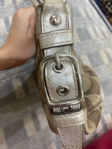 Coach Signature Brown/Silver Mini Baguette