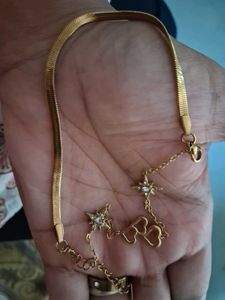 Charming Gold Bracelet with Heart &amp; Star Charms