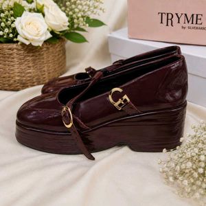 Shiny Mary Jane Flats