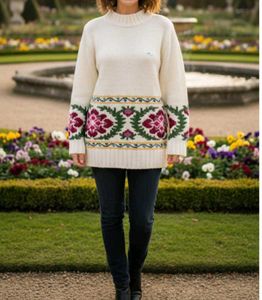 Floral Embroidered Knit Sweater
