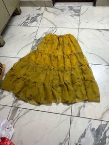 Yellow Tiered Ethnic Skirt
