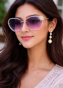 Stylish Beaded Cat-Eye Sunglasses