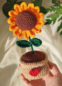 Handmade Crochet Sunflower Potted Plant