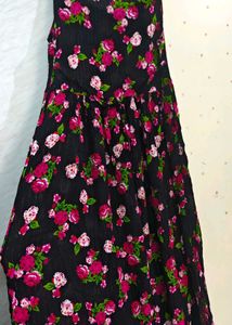 Floral Print Black Dress 👗