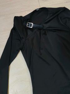 Chic Black Long Sleeve Bodysuit