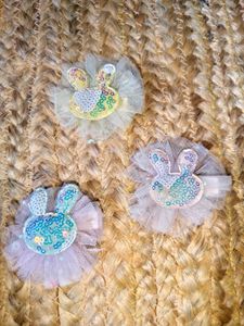 Adorable Bunny Sequin Hair Clips 3 pcs