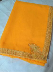 Vibrant Yellow Chiffon Saree