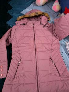 Pink Puffer Jacket with Fur Hood