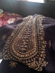 Free Delivery Elegant stone work Purple Kurta Set