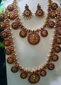 Exquisite Lakshmi Pendant Necklace Set