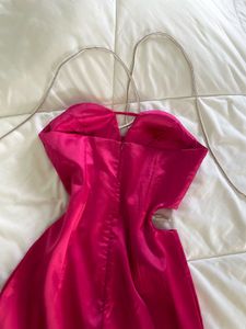 Hot Pink Strapless Cut-Out Mini Dress