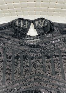 Elegant Black Sequin Full-Sleeve Blouse
