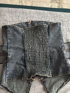 Denim Corset Top with Zippers