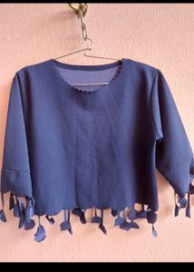 Blue Partywear Top,chambor Nailpaints,fancystone Hairband