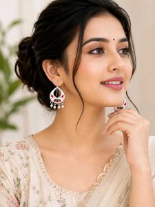 Elegant Enamel & Pearl Drop Earrings