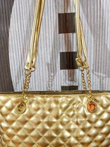 Chic Quilted Gold Handbag