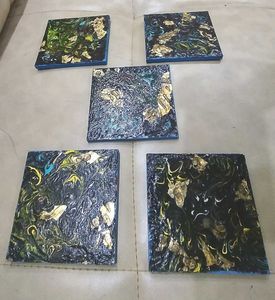 Set of 5 Abstract Art Coasters with box
