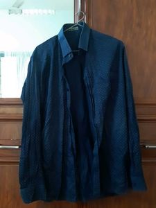 Men's Navy Polka Dot Dress Shirt
