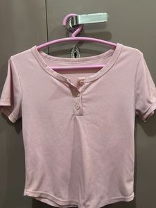 Cute Pink Ribbed Crop Top