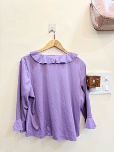 Purple Ruffle Neck Top