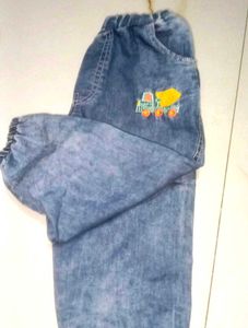 Cute Truck Denim Joggers for Kids