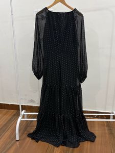 H&amp;M Lurex Metallic Threadwork Black Maxi DRESS
