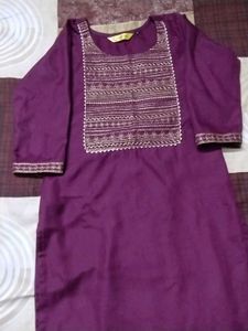 Purple Kurta Set Trousers And Dupatta