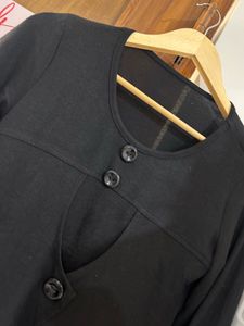 Black Button Detail Long Sleeve Top