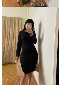 Black And Brown Pleated Dress